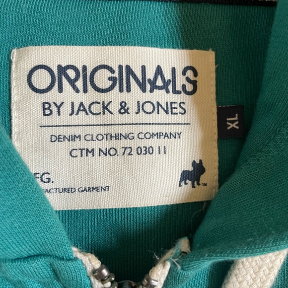 Jack and Jones Zip Up Hoodie Men’s Size XL Green Classic Essential Casual Warm - Picture 4 of 6